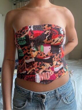 Princess Polly Multicolor Strapless Printed Bustier Top